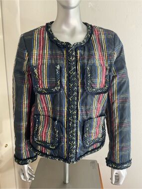 This item is a J.Crew Quilted Lady Jacket in Stewart Plaid (Style F8503) size 10